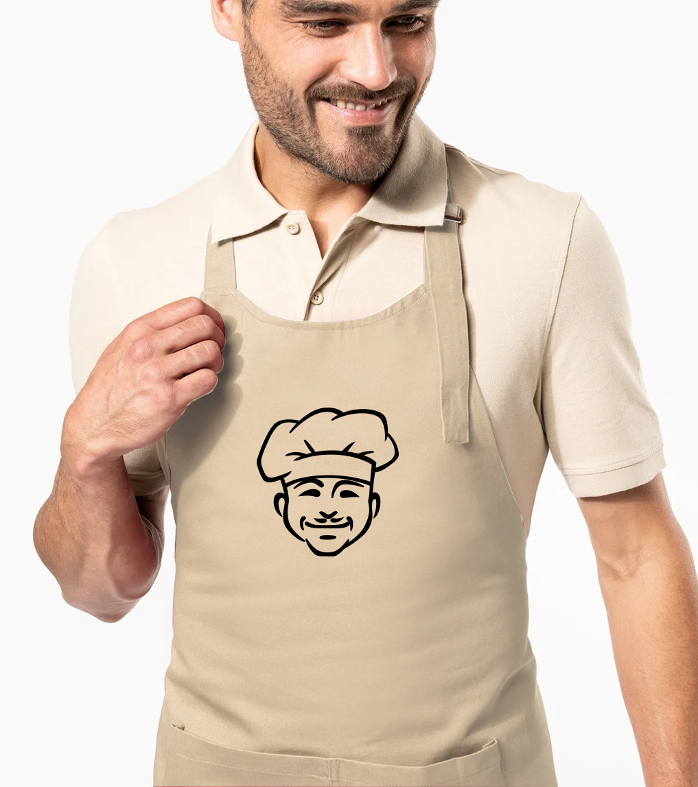Zástěra pro muže - Kuchař v čepici Barva: Béžová