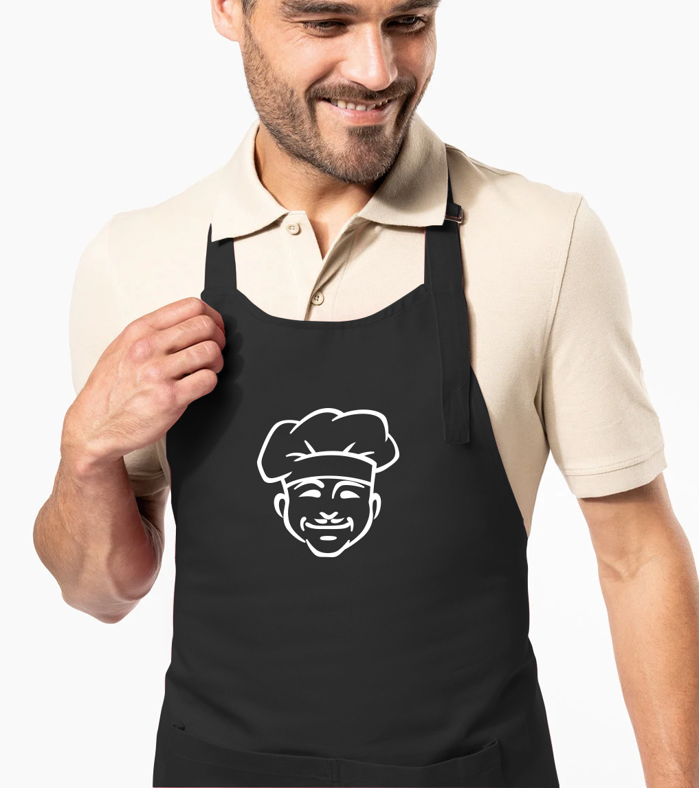 Zástěra pro muže - Kuchař v čepici Barva: Černá