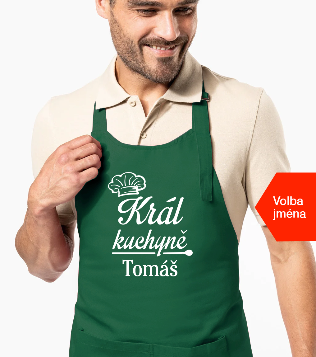 Zástěra pro muže se jménem - Král kuchyně Barva: Zelená