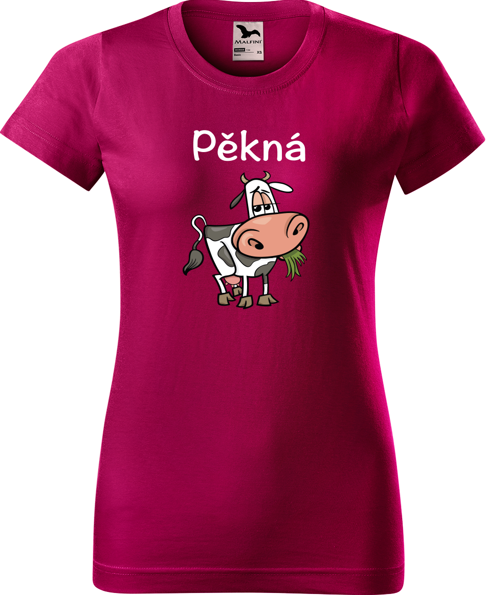 Dámské tričko s krávou - Pěkná kráva Velikost: XL, Barva: Fuchsia red (49)