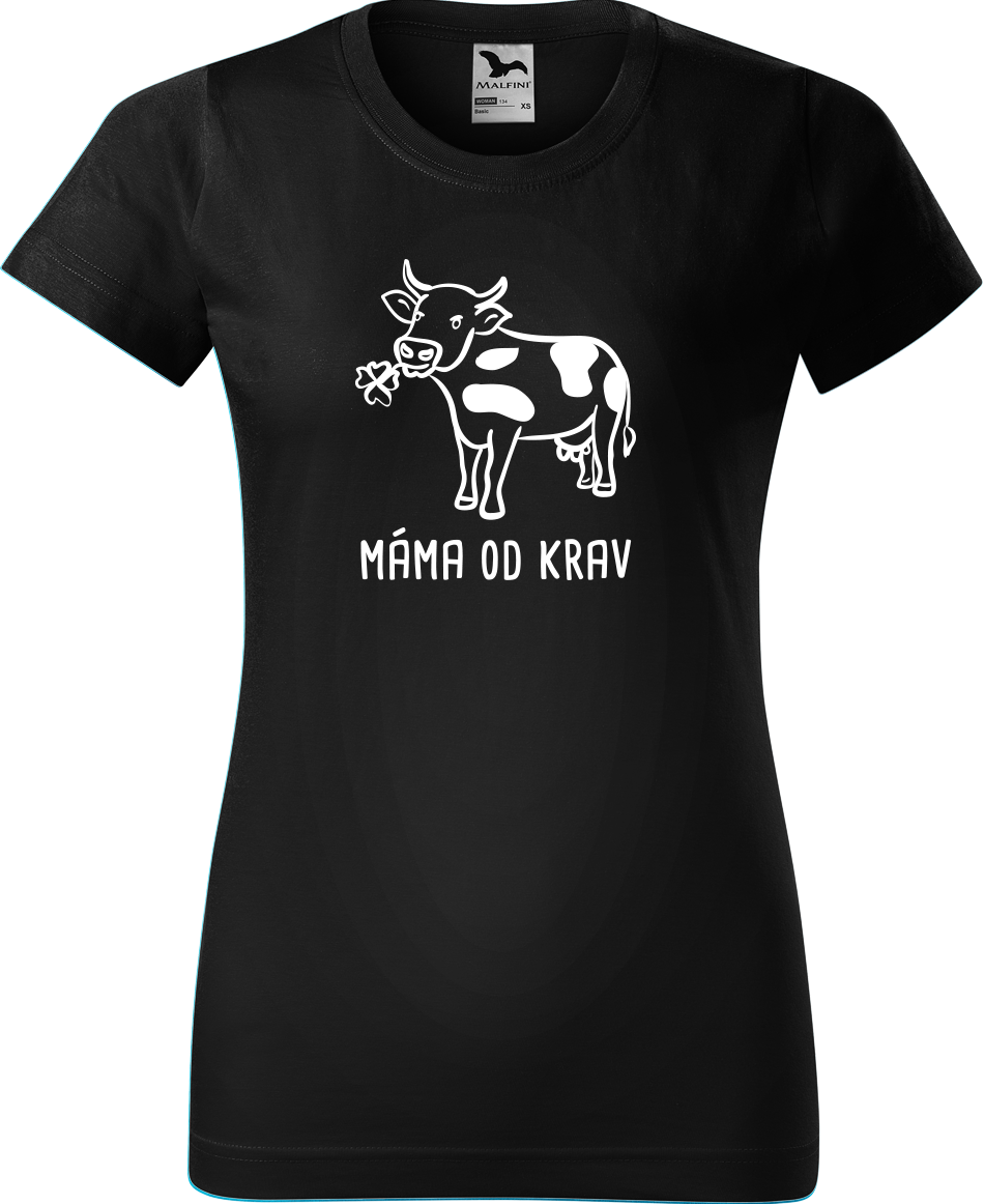 Dámské tričko s krávou - Máma od krav Velikost: 3XL, Barva: Černá (01)