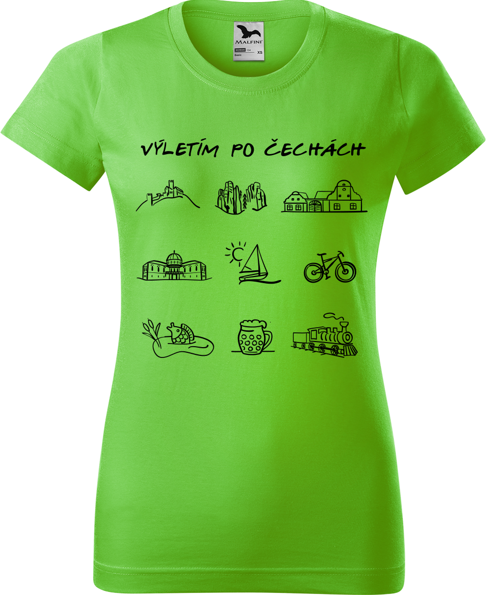 Dámské cestovatelské tričko - Výletím po Čechách Velikost: L, Barva: Apple Green (92)