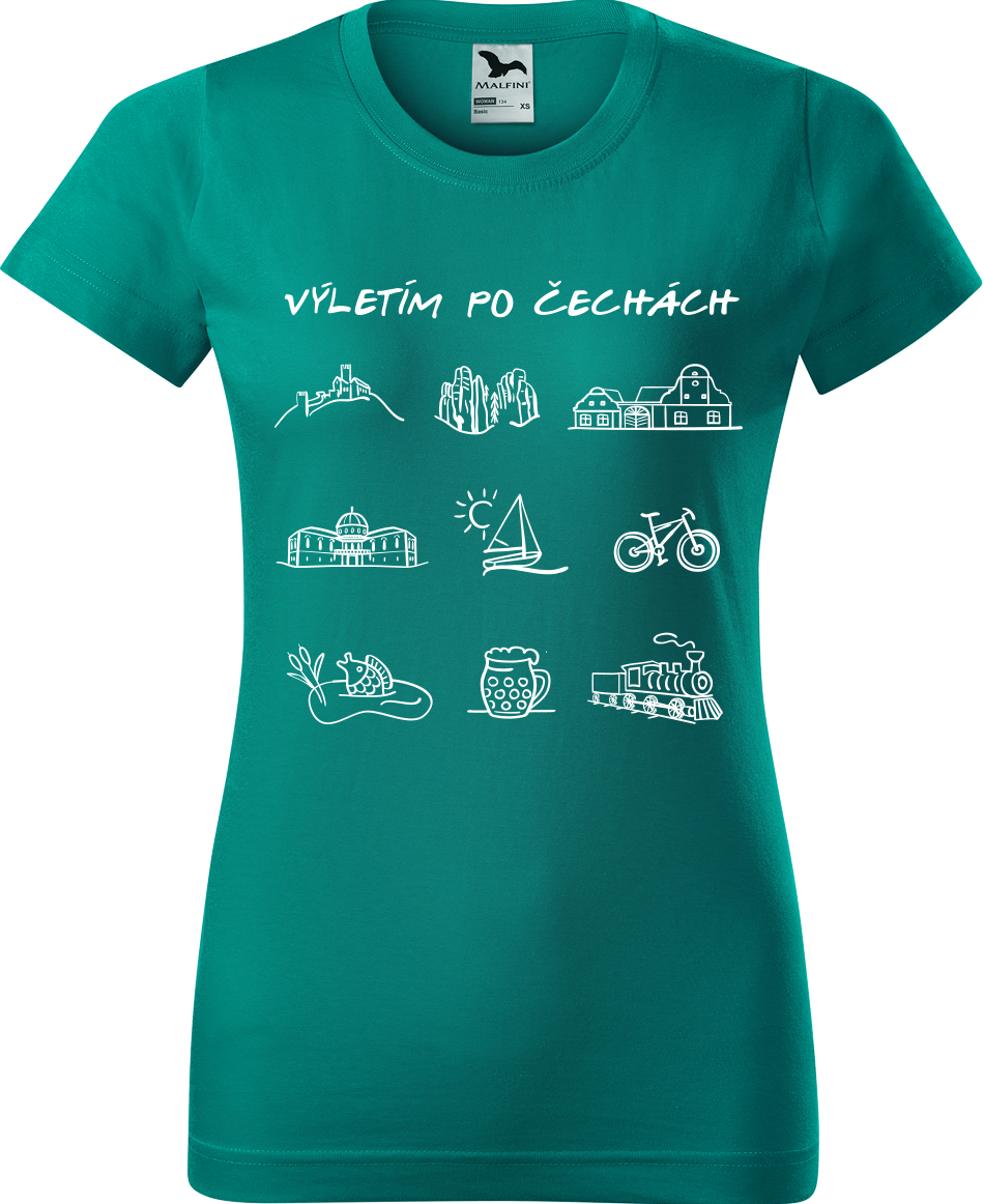 Dámské cestovatelské tričko - Výletím po Čechách Velikost: L, Barva: Emerald (19)