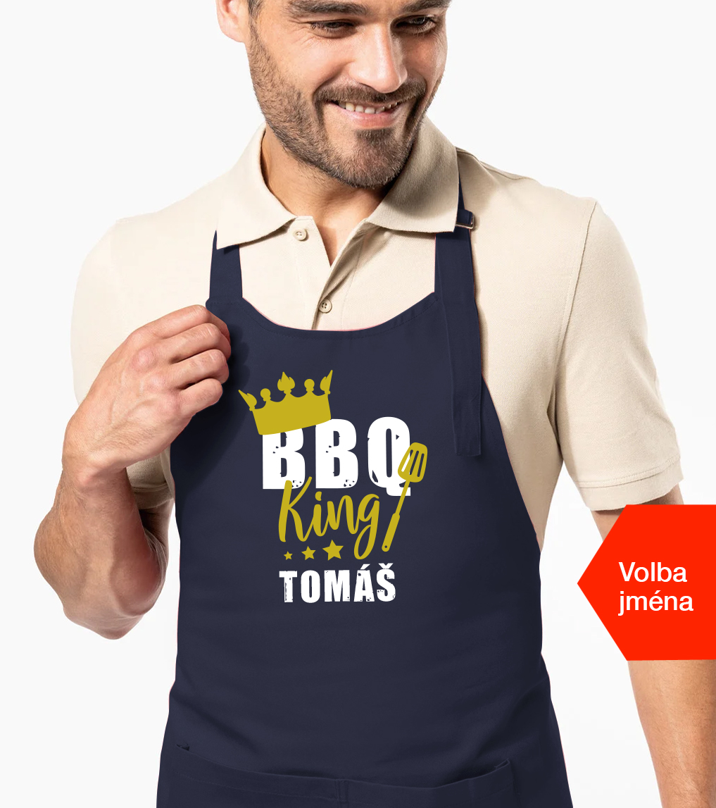 Zástěra na grilování se jménem - BBQ King Barva: Černá