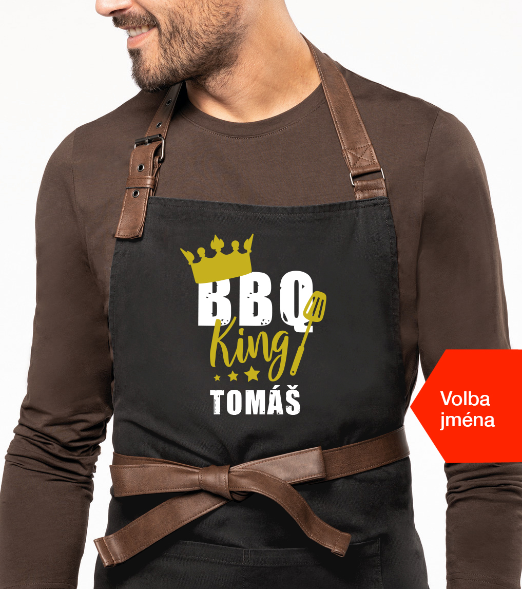 Zástěra na grilování se jménem EXCLUSIVE - BBQ King Barva: Černošedá