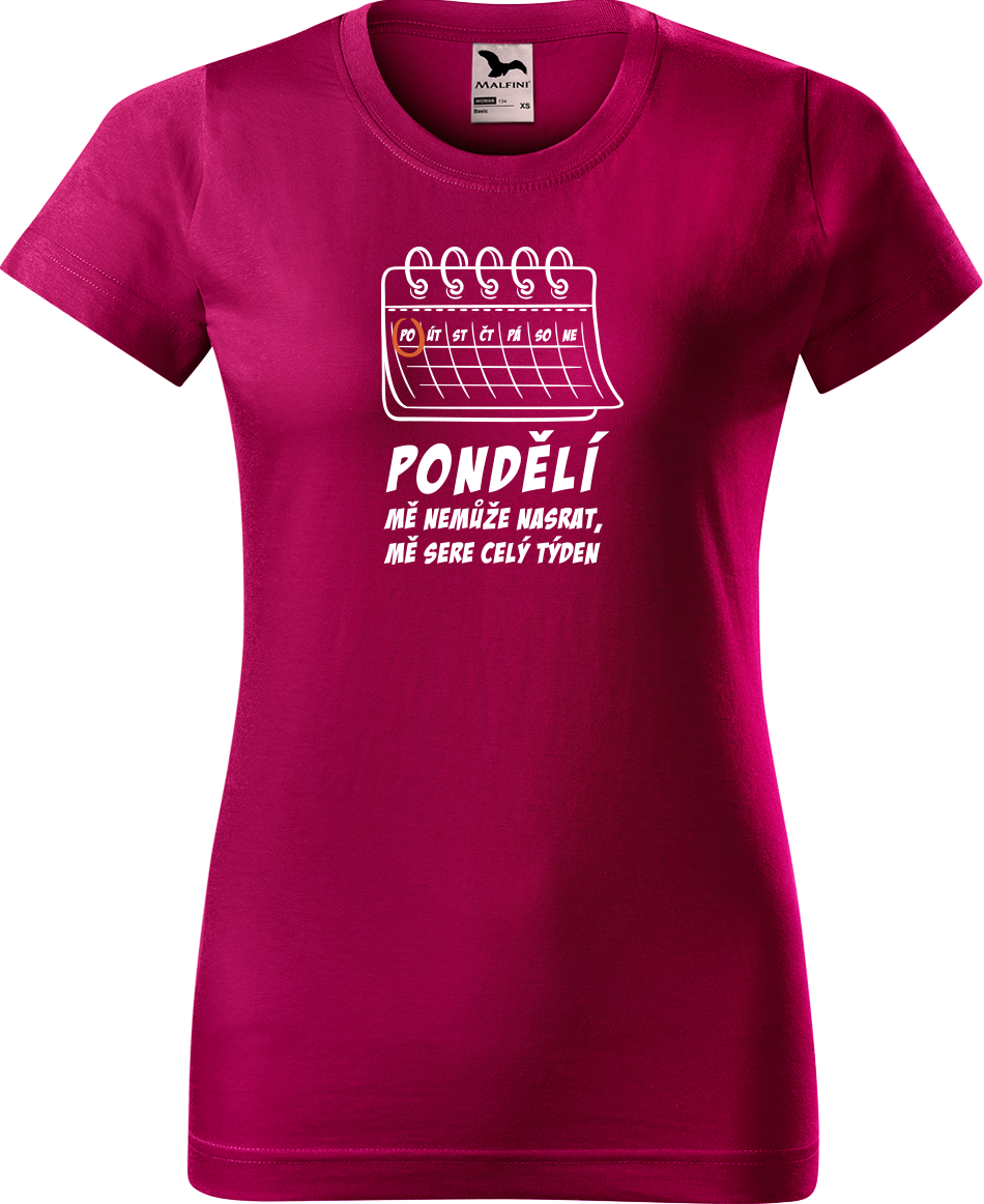 Vtipné tričko - Pondělí Velikost: S, Barva: Fuchsia red (49)