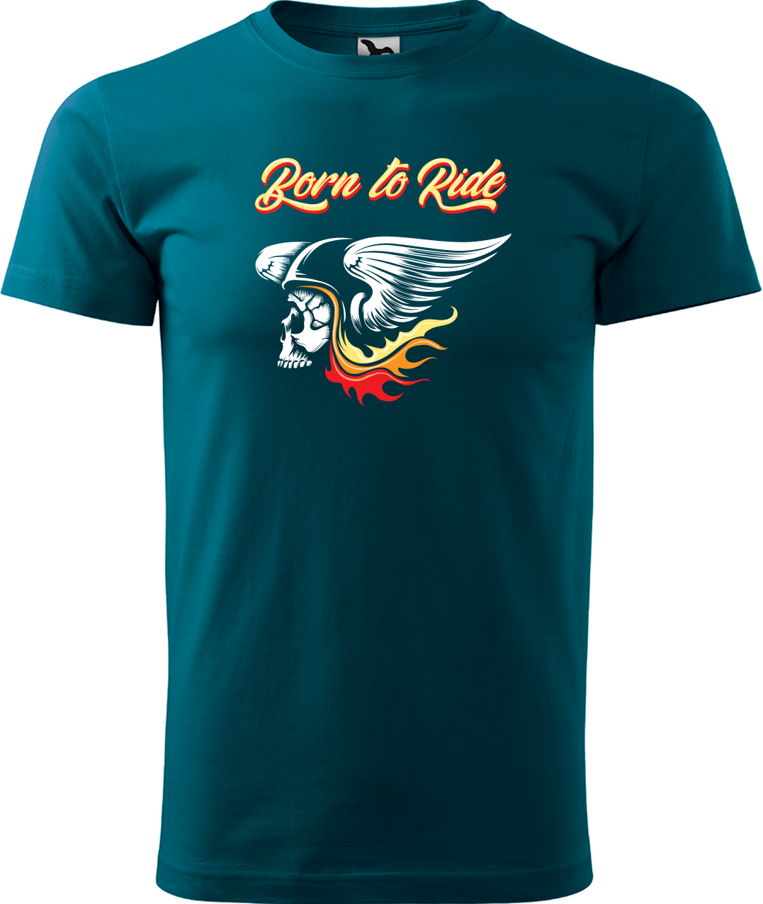 Motorkářské tričko - Born to Ride (lebka) Velikost: S, Barva: Petrolejová (93)