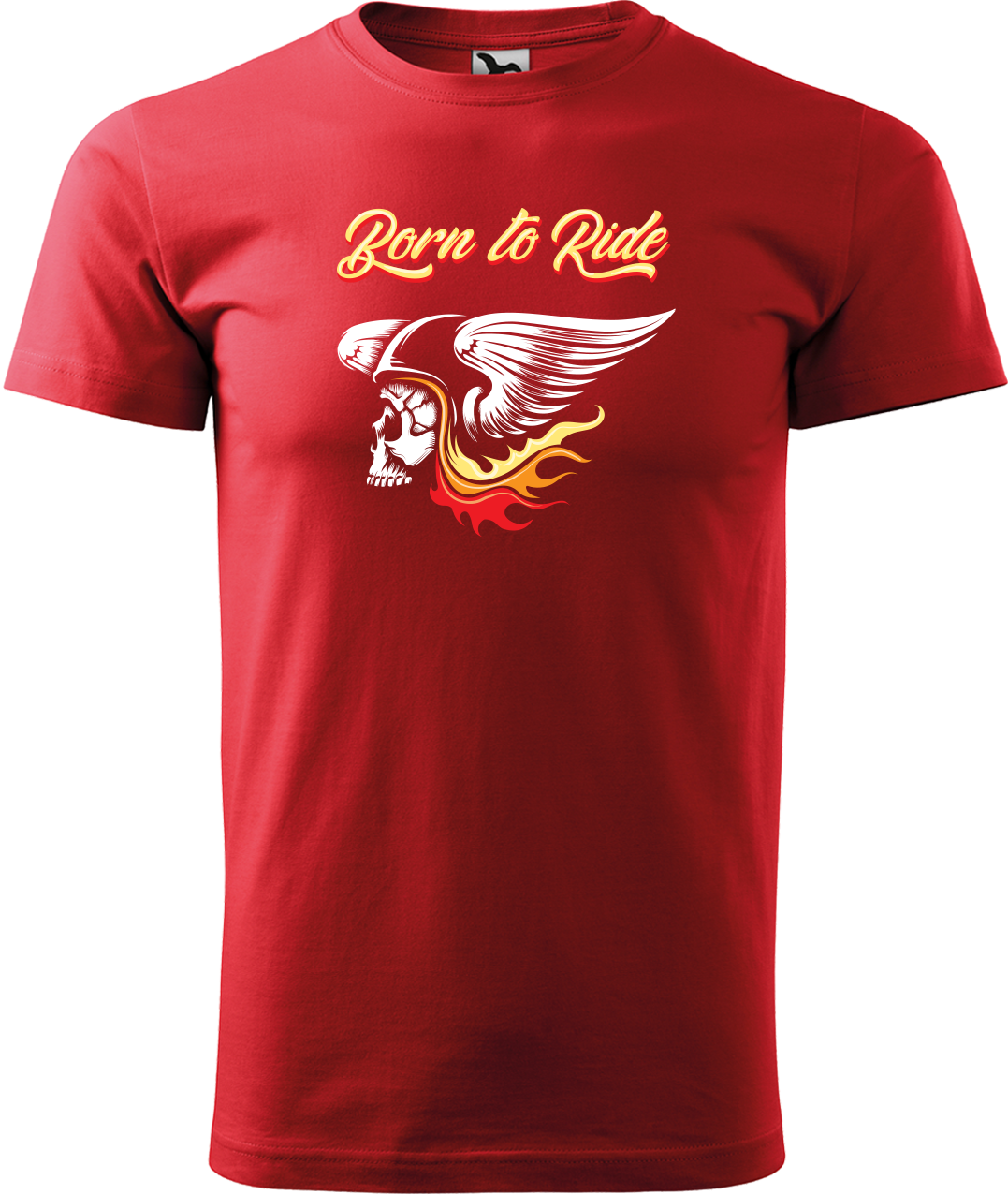 Motorkářské tričko - Born to Ride (lebka) Velikost: M, Barva: Červená (07)