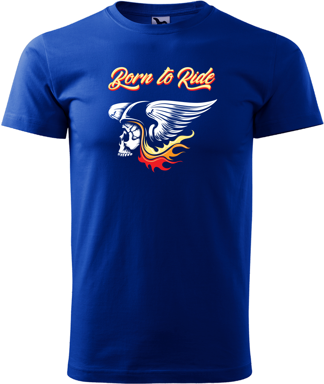 Motorkářské tričko - Born to Ride (lebka) Velikost: S, Barva: Královská modrá (05)