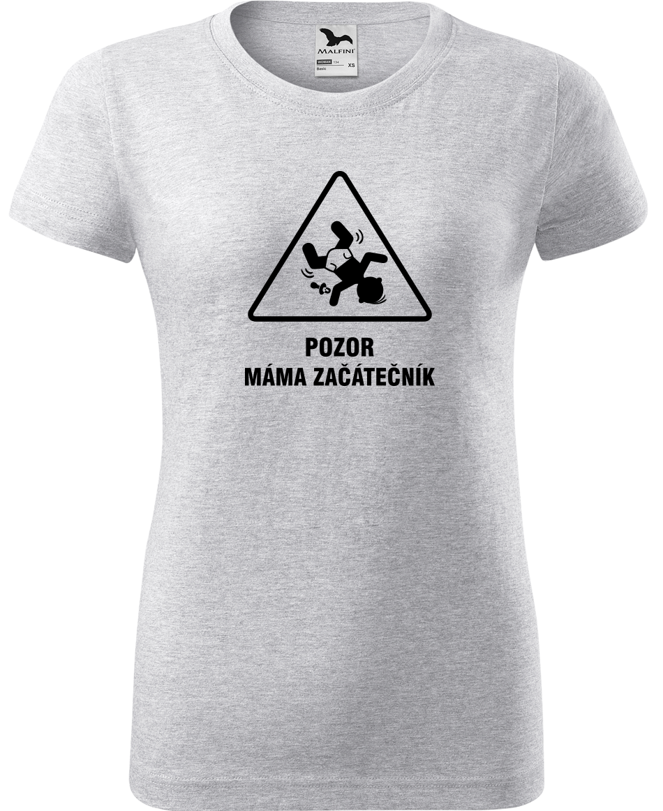 Tričko pro maminku - Pozor máma začátečník Velikost: 2XL, Barva: Světle šedý melír (03)