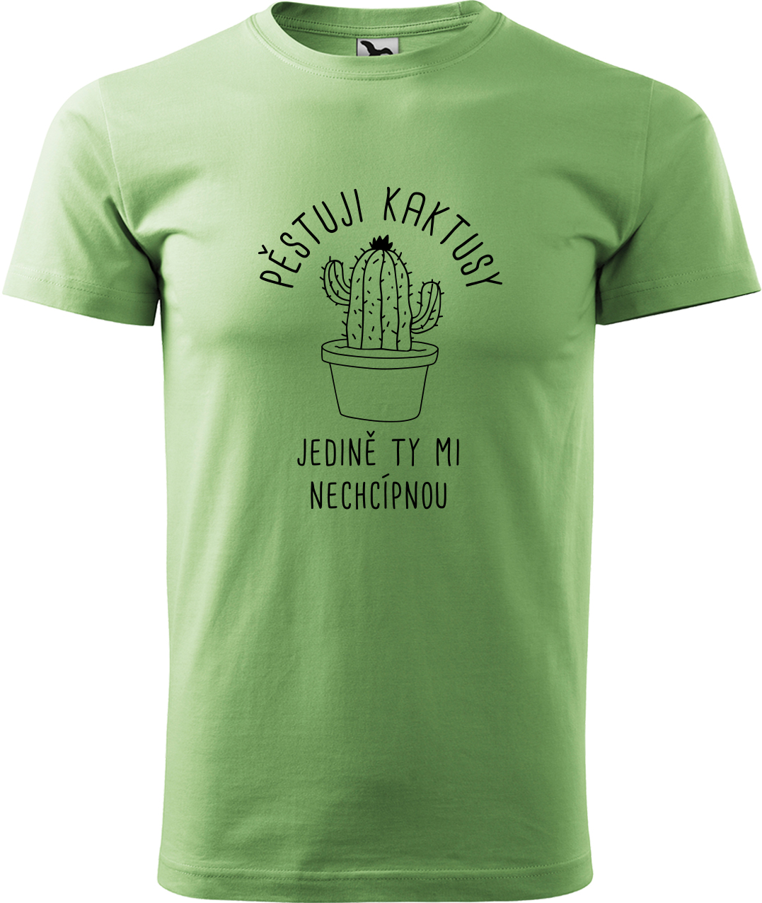 Tričko s kaktusem - Pěstuji kaktusy, jedině ty mi nechcípnou Velikost: M, Barva: Trávově zelená (39), Střih: pánský