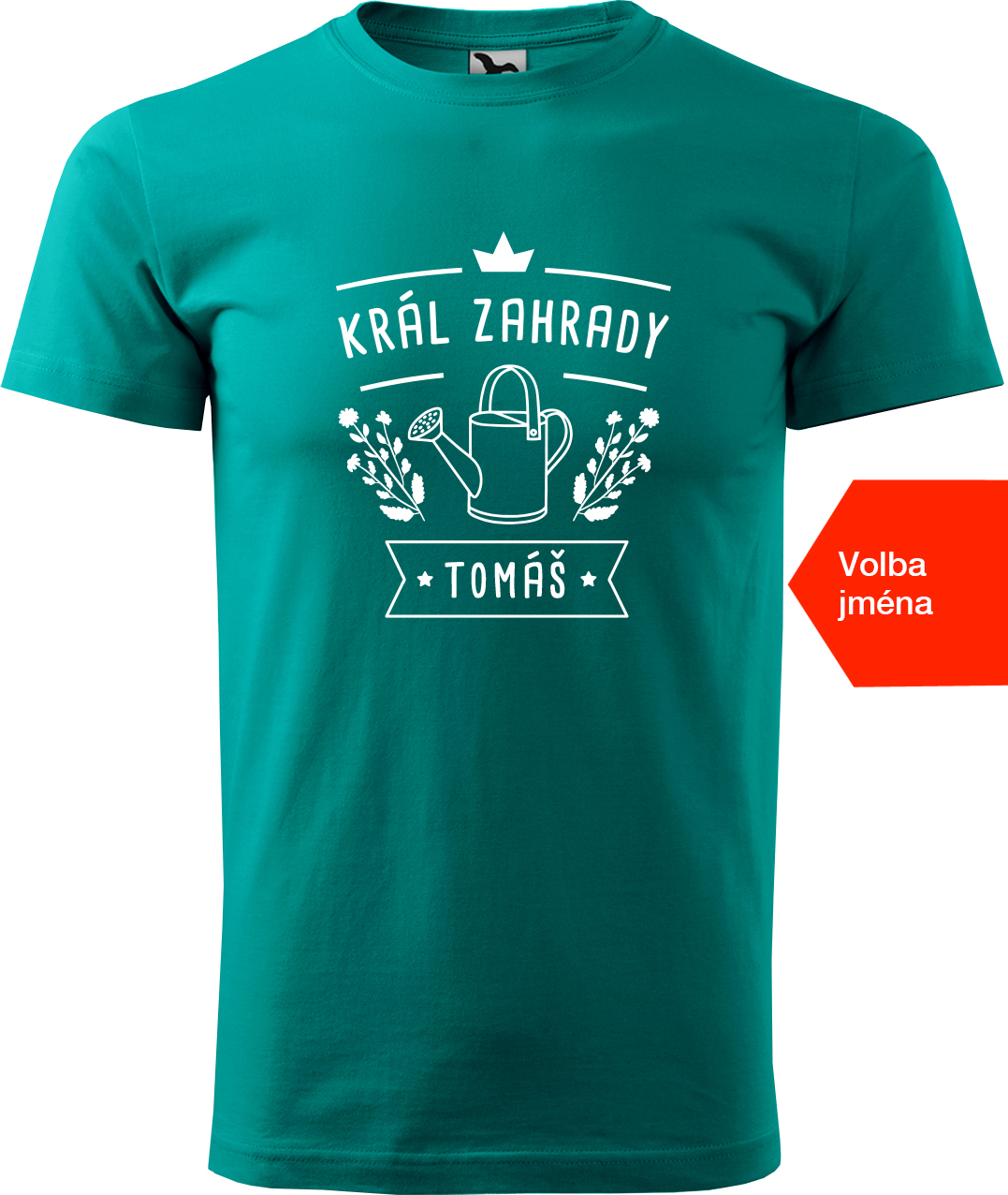 Tričko pro zahradníka se jménem - Král zahrady Velikost: 3XL, Barva: Emerald (19), Střih: pánský