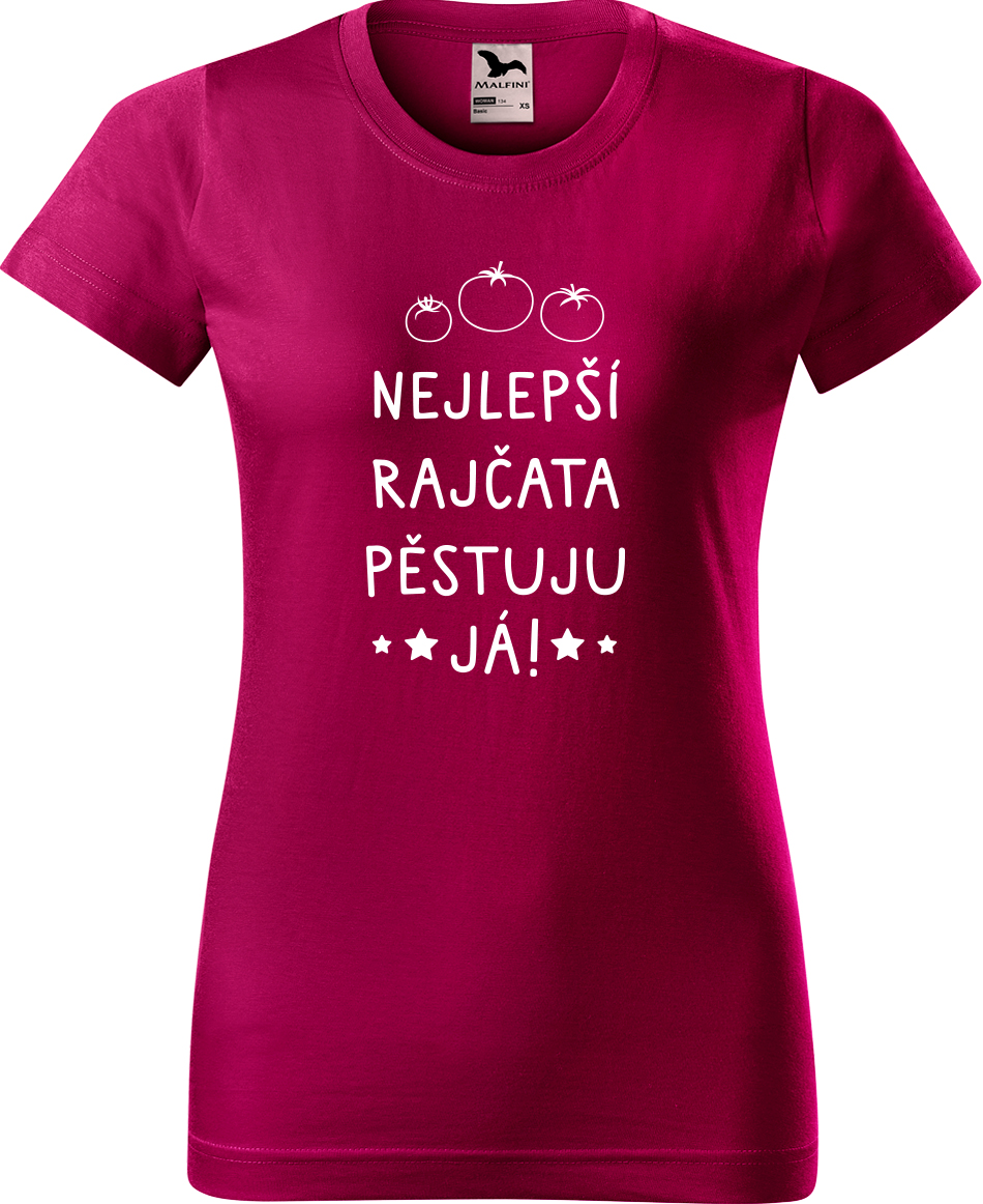 Tričko pro zahradnici - Nejlepší rajčata pěstuju já! Velikost: L, Barva: Fuchsia red (49), Střih: dámský