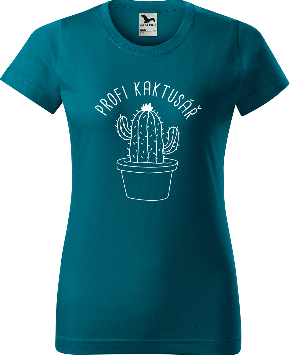Tričko s kaktusem - Profi kaktusář Velikost: XL, Barva: Petrolejová (93), Střih: dámský