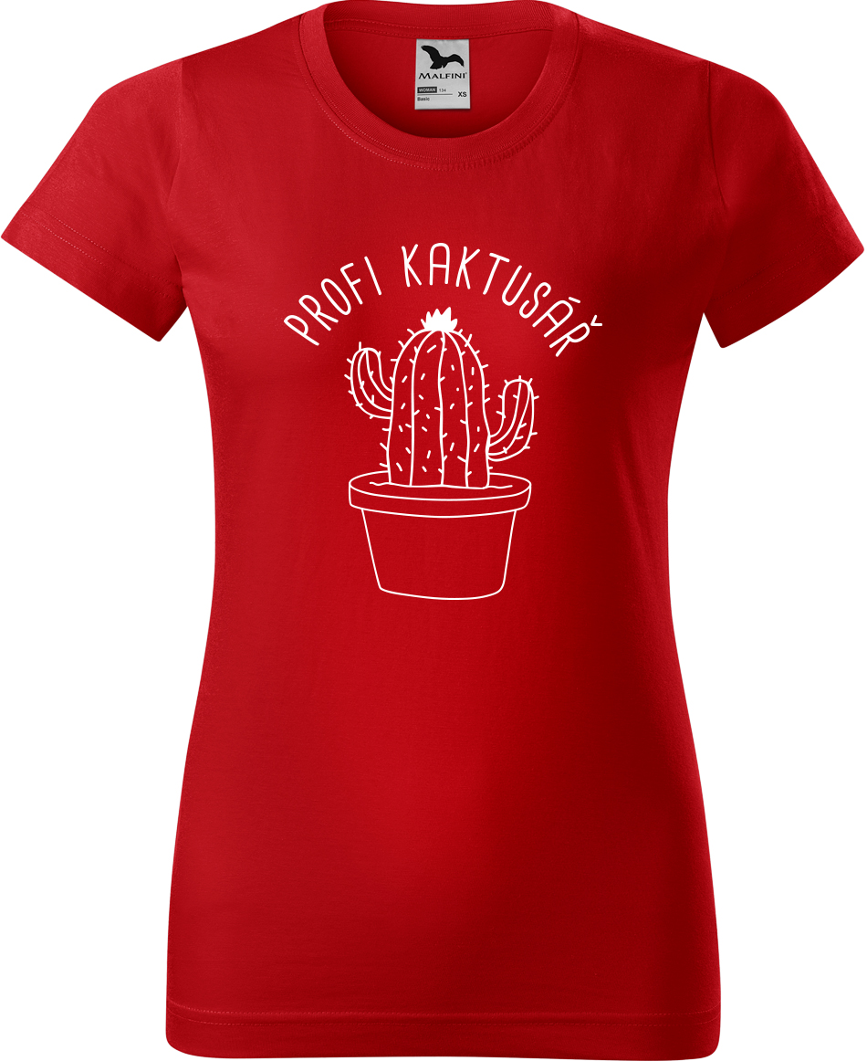 Tričko s kaktusem - Profi kaktusář Velikost: XL, Barva: Červená (07), Střih: dámský