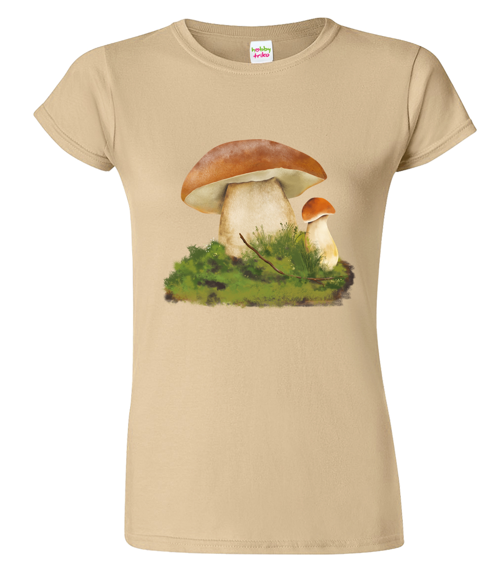 Tričko pro houbaře - Hřib smrkový Velikost: XL, Barva: Béžová (51)