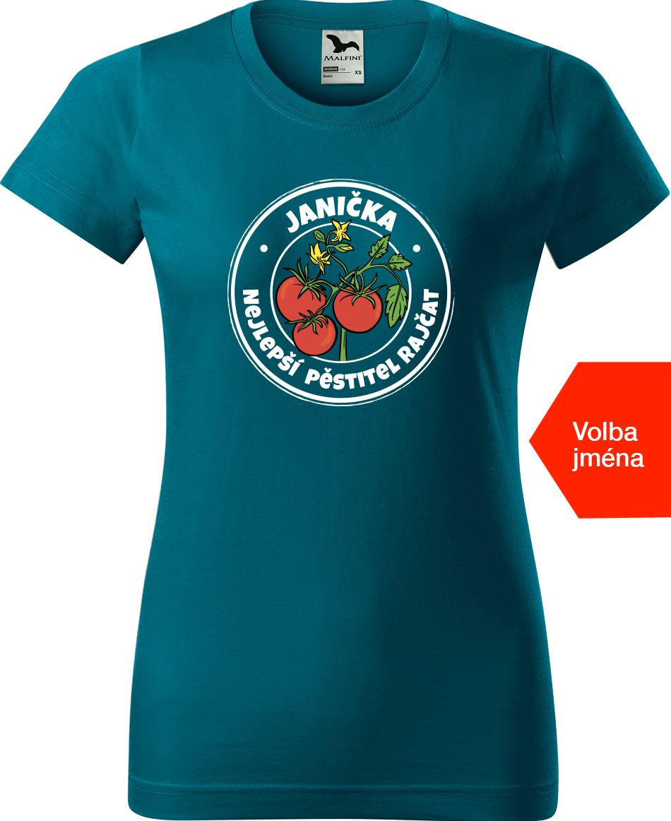 Tričko pro zahradnici se jménem - Nejlepší pěstitel rajčat Velikost: S, Barva: Petrolejová (93)