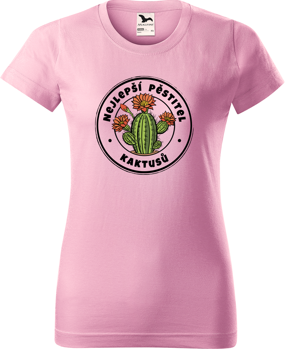 Tričko s kaktusem - Nejlepší pěstitel kaktusů Velikost: L, Barva: Růžová (30)