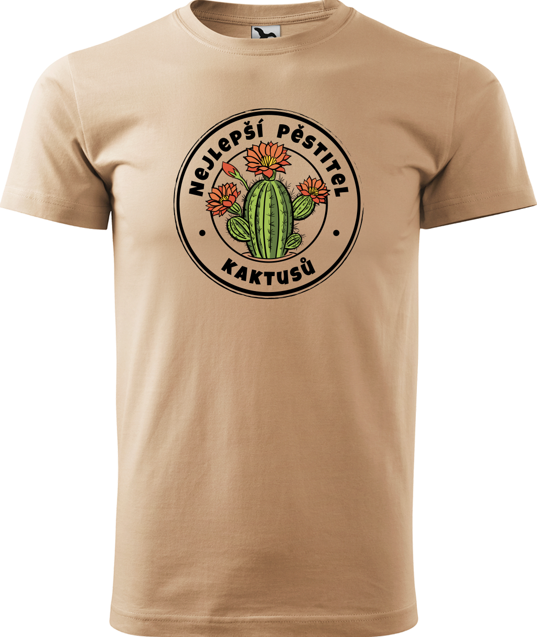 Tričko s kaktusem - Nejlepší pěstitel kaktusů Velikost: M, Barva: Písková (08)