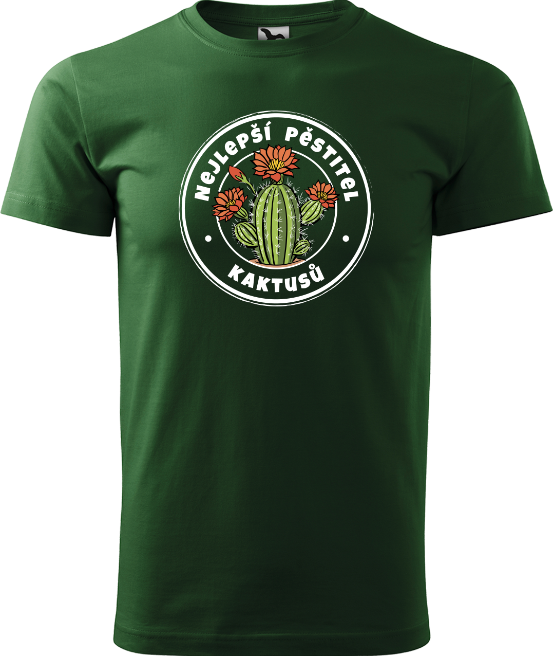 Tričko s kaktusem - Nejlepší pěstitel kaktusů Velikost: M, Barva: Lahvově zelená (06)