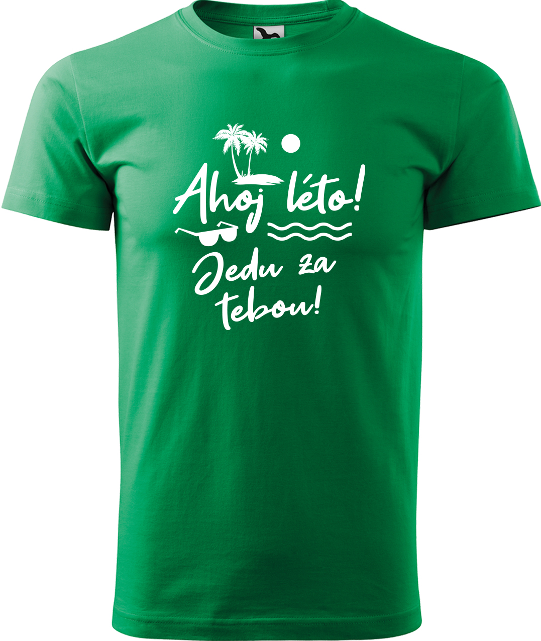 Pánské cestovatelské tričko - Ahoj léto! Jedu za tebou! Velikost: 3XL, Barva: Středně zelená (16), Střih: pánský