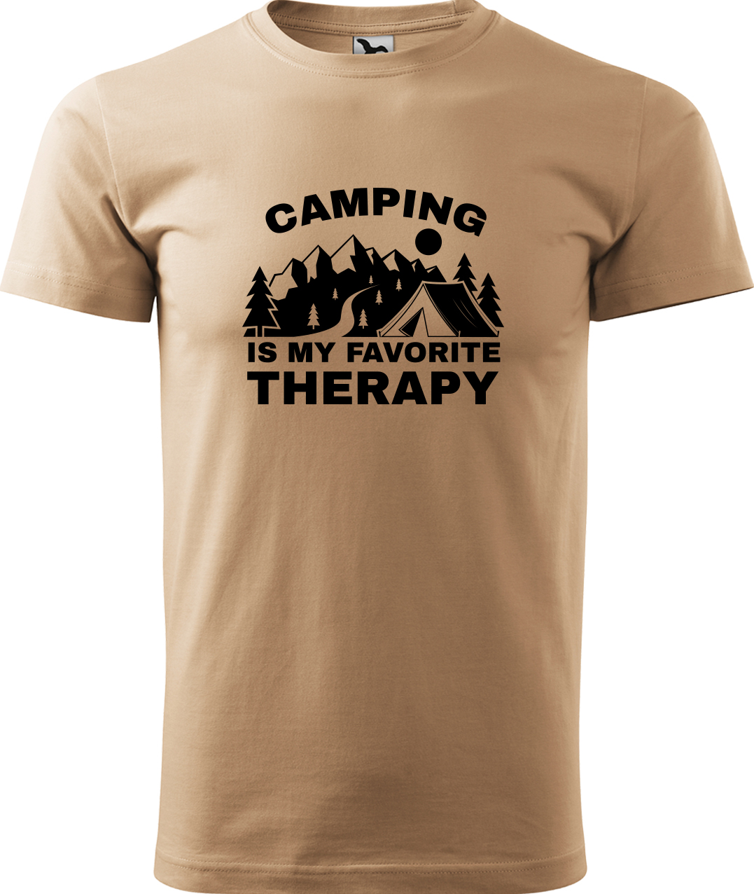 Pánské cestovatelské tričko - Camping is my favorite therapy Velikost: XL, Barva: Písková (08), Střih: pánský
