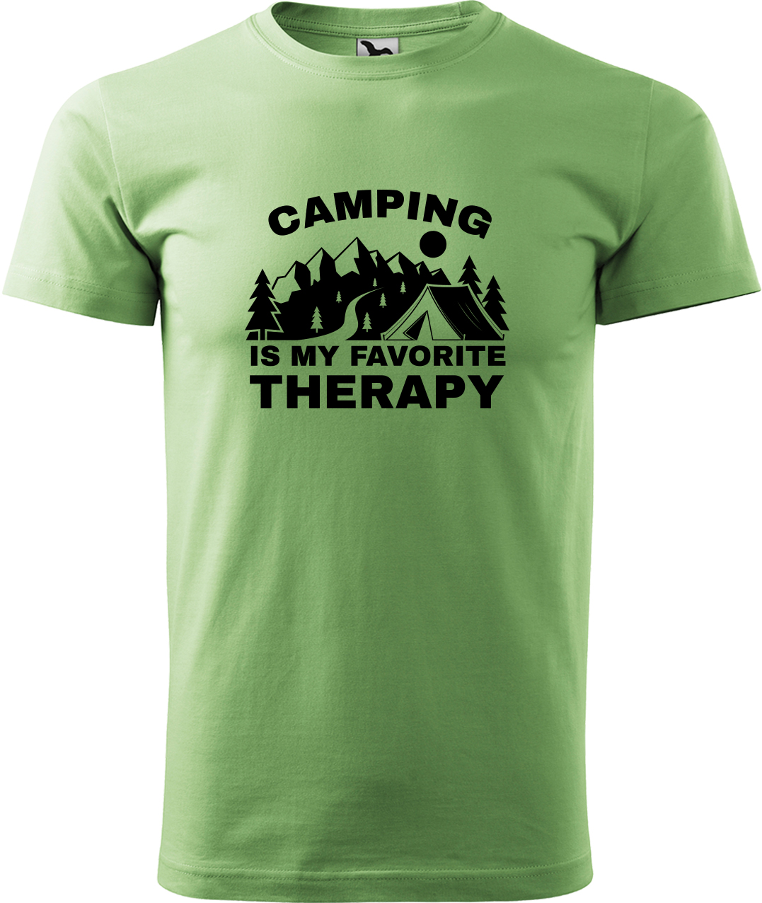 Pánské cestovatelské tričko - Camping is my favorite therapy Velikost: M, Barva: Trávově zelená (39), Střih: pánský
