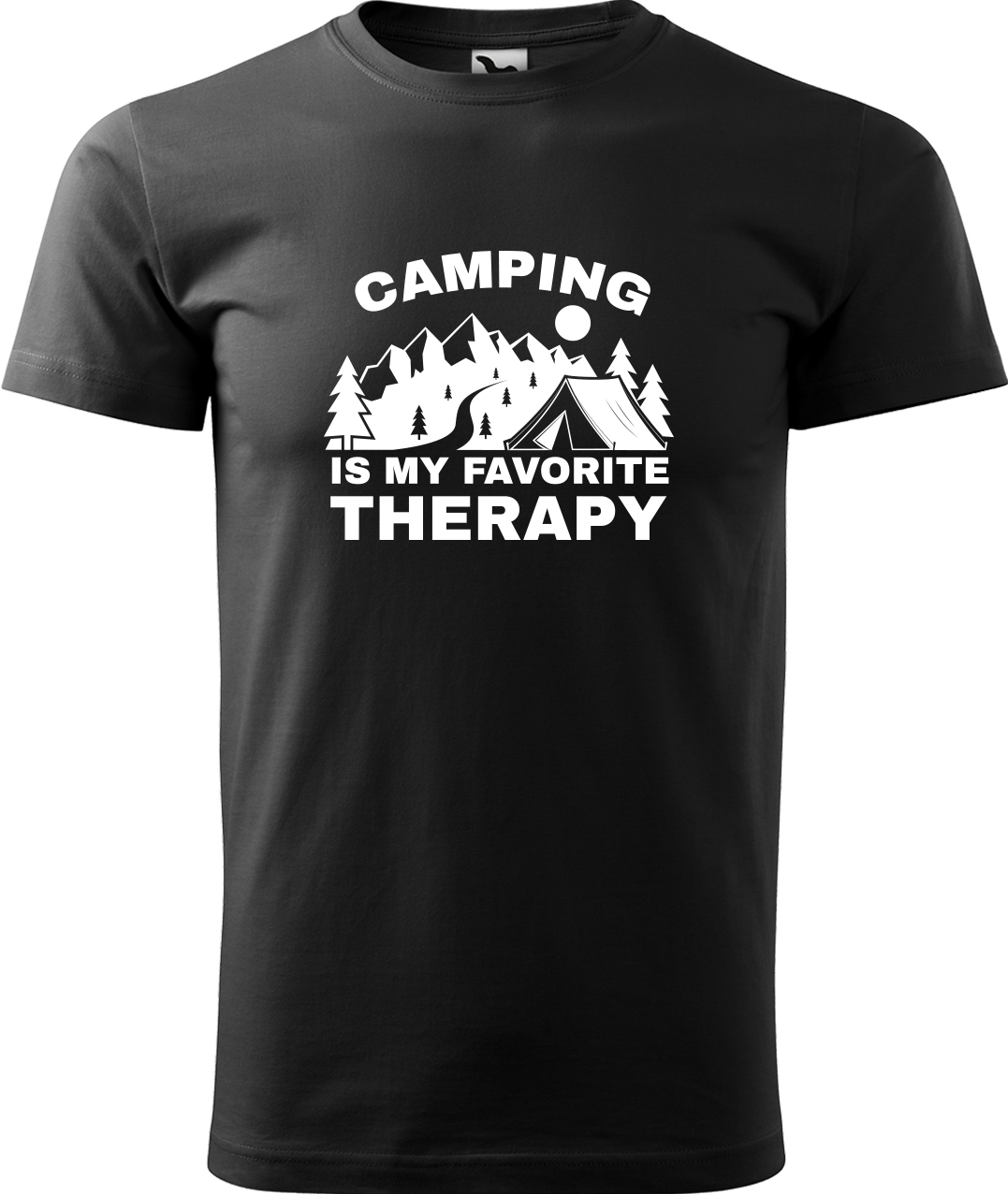 Pánské cestovatelské tričko - Camping is my favorite therapy Velikost: L, Barva: Černá (01), Střih: pánský