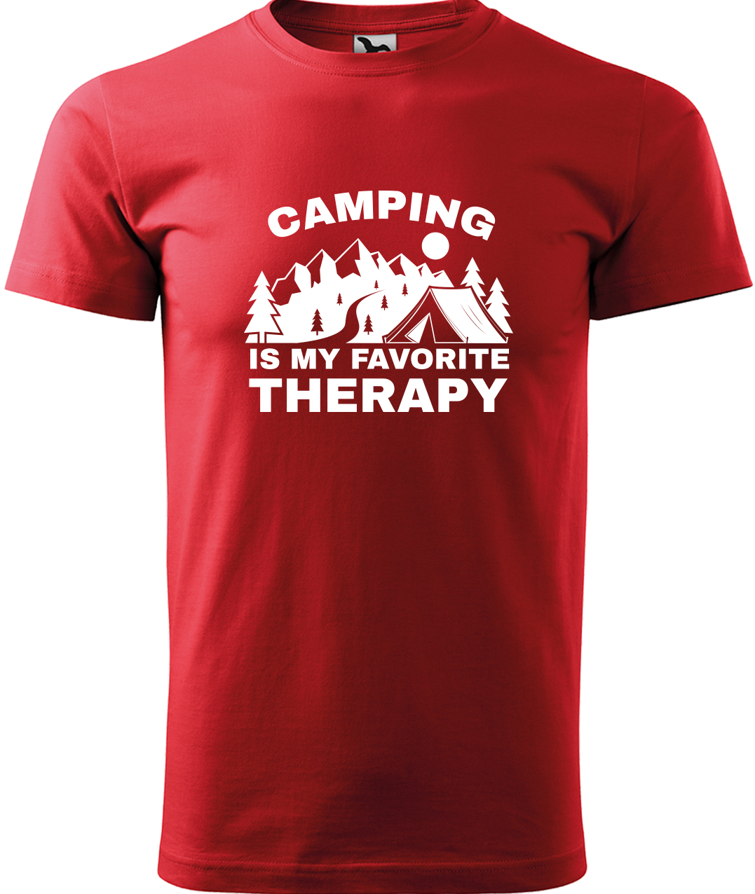 Pánské cestovatelské tričko - Camping is my favorite therapy Velikost: 3XL, Barva: Červená (07), Střih: pánský