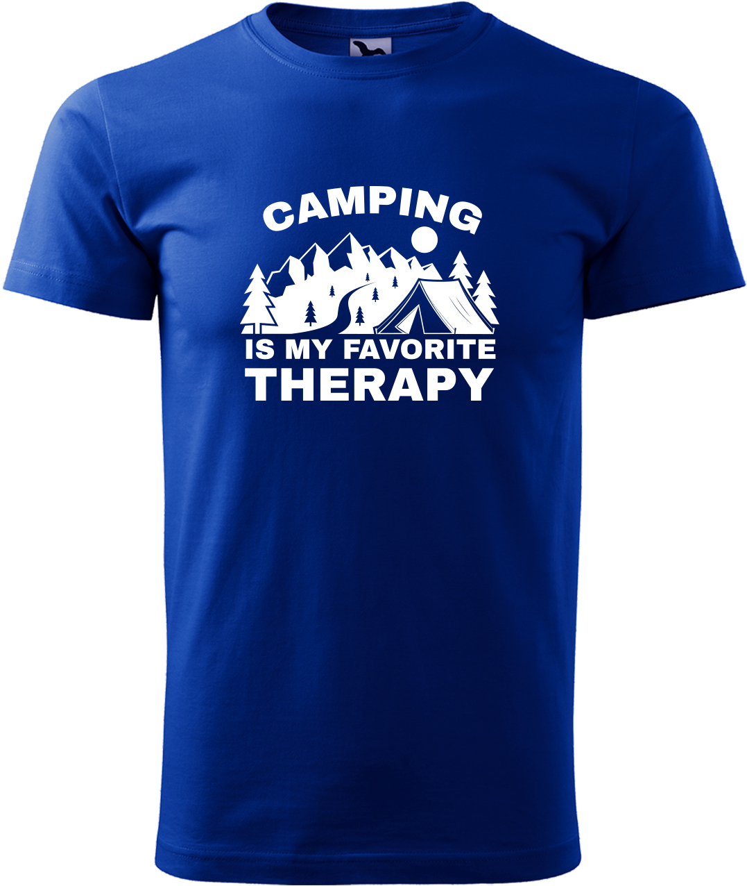 Pánské cestovatelské tričko - Camping is my favorite therapy Velikost: M, Barva: Královská modrá (05), Střih: pánský