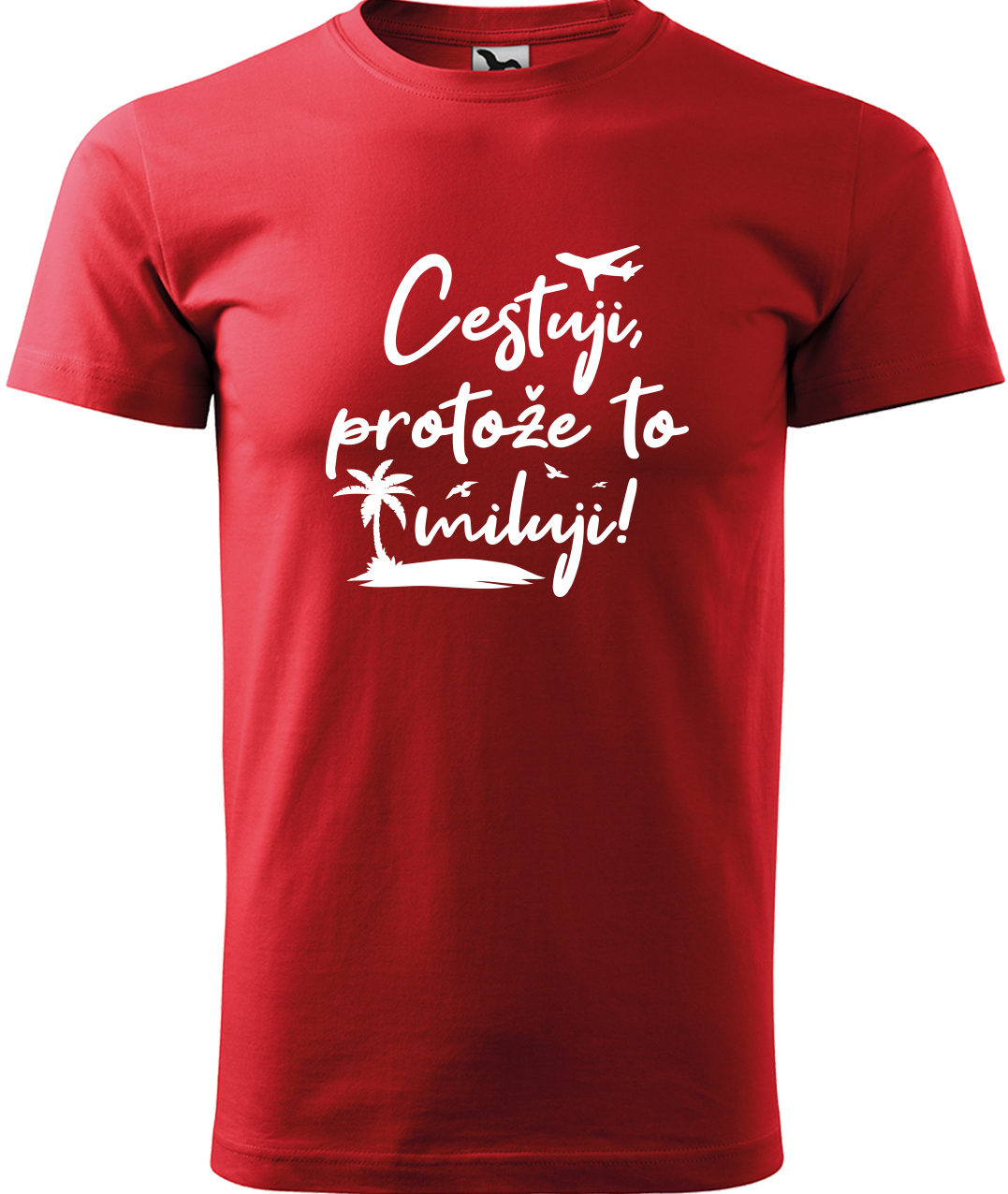 Pánské cestovatelské tričko - Cestuji, protože to miluji! Velikost: M, Barva: Červená (07), Střih: pánský