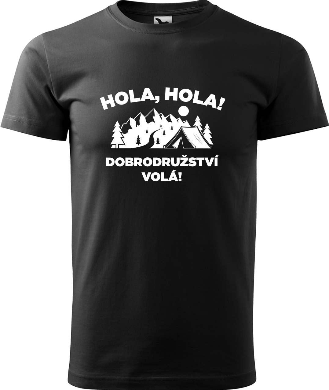 Pánské cestovatelské tričko - Hola hola! Dobrodružství volá! Velikost: S, Barva: Černá (01), Střih: pánský