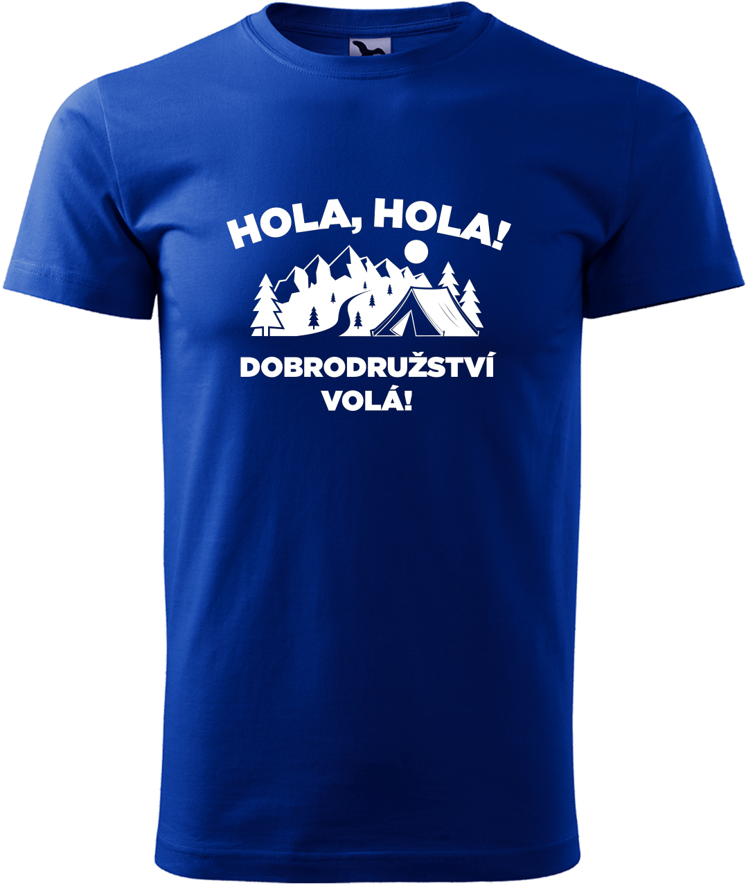 Pánské cestovatelské tričko - Hola hola! Dobrodružství volá! Velikost: L, Barva: Královská modrá (05), Střih: pánský