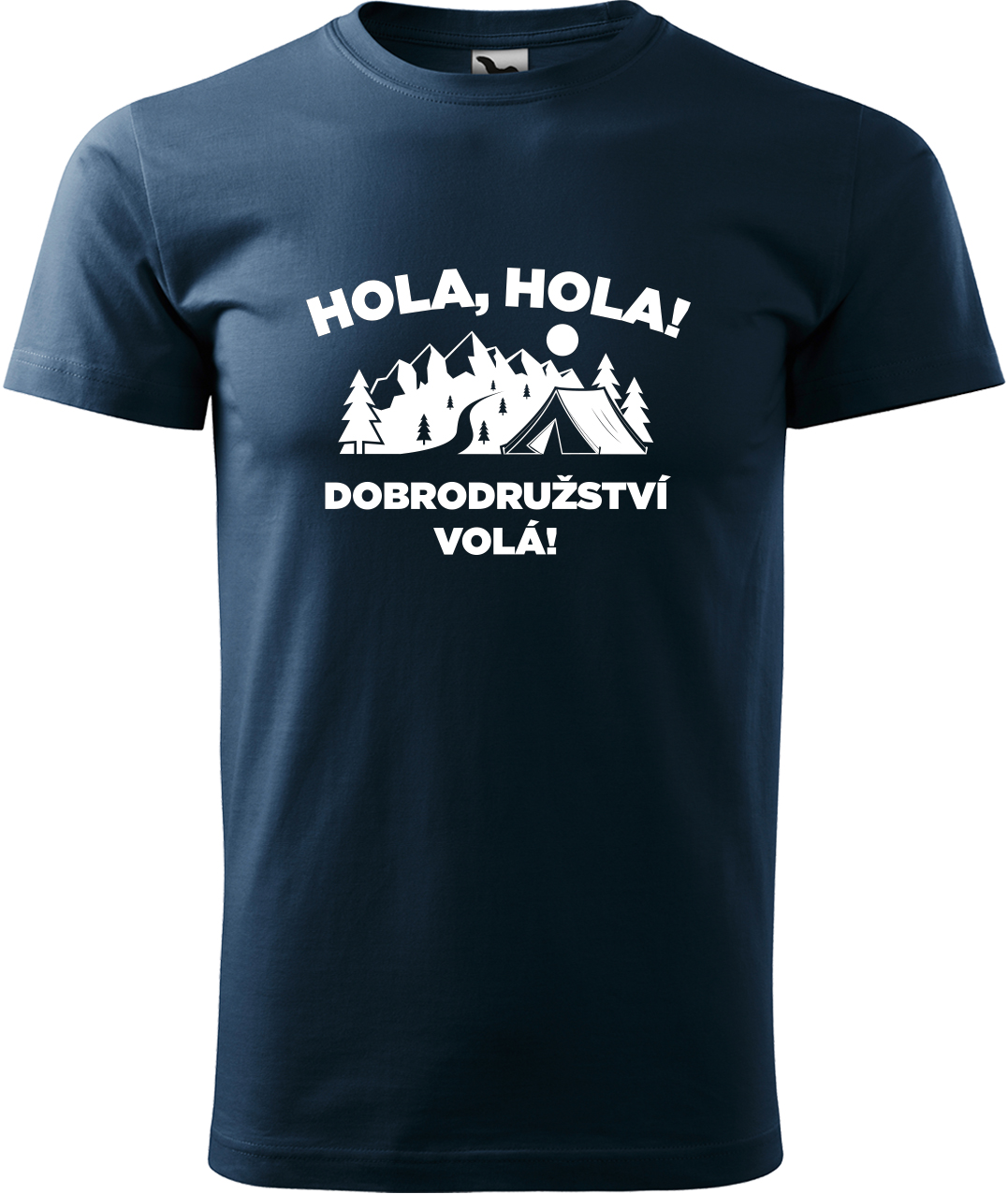 Pánské cestovatelské tričko - Hola hola! Dobrodružství volá! Velikost: L, Barva: Námořní modrá (02), Střih: pánský