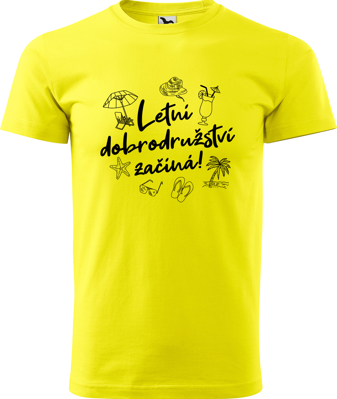 Pánské cestovatelské tričko - Letní dobrodružství začíná! Velikost: L, Barva: Žlutá (04), Střih: pánský