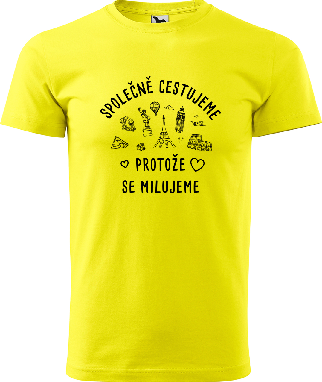 Pánské cestovatelské tričko - Společně cestujeme protože se milujeme Velikost: L, Barva: Žlutá (04), Střih: pánský