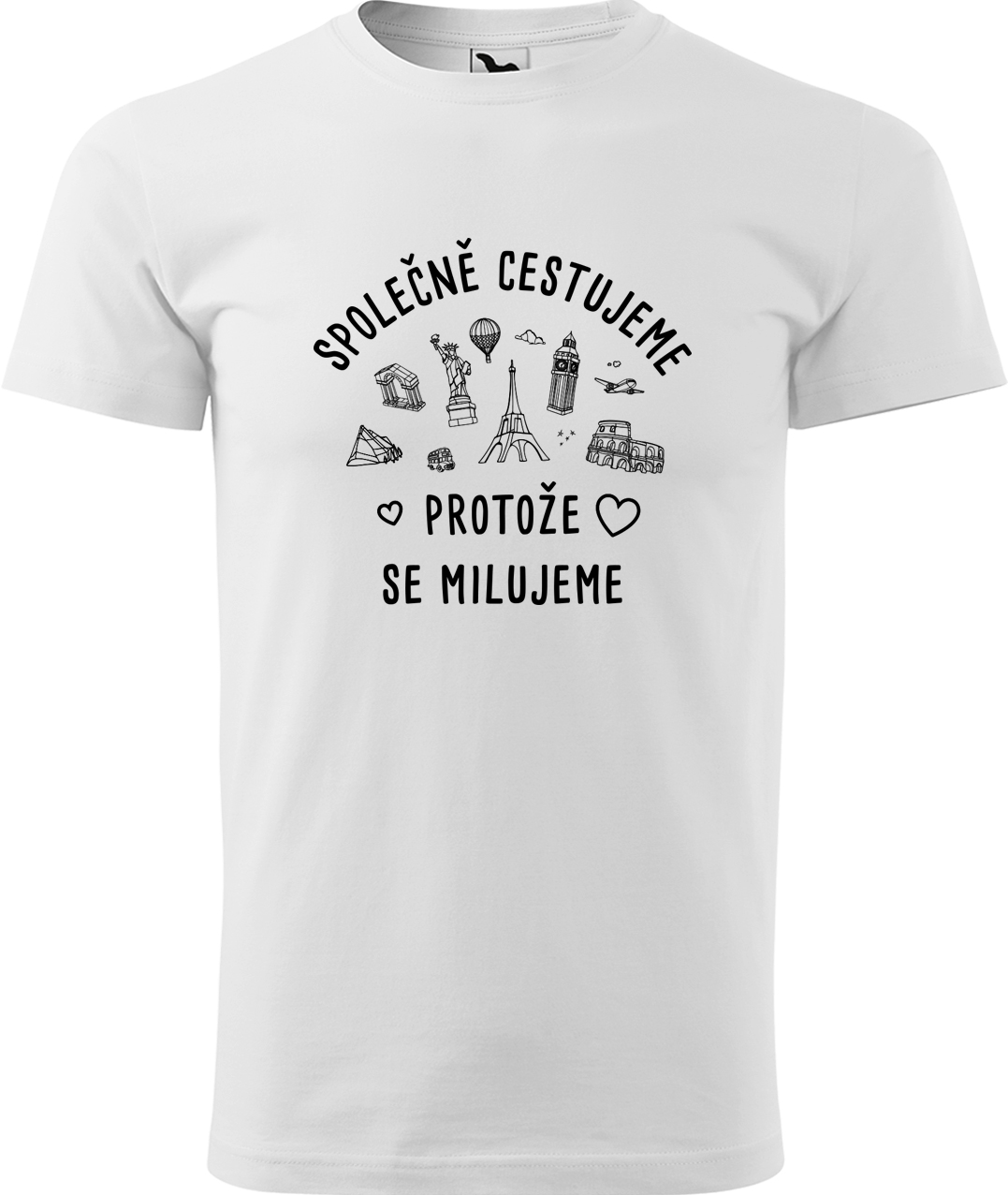 Pánské cestovatelské tričko - Společně cestujeme protože se milujeme Velikost: L, Barva: Bílá (00), Střih: pánský