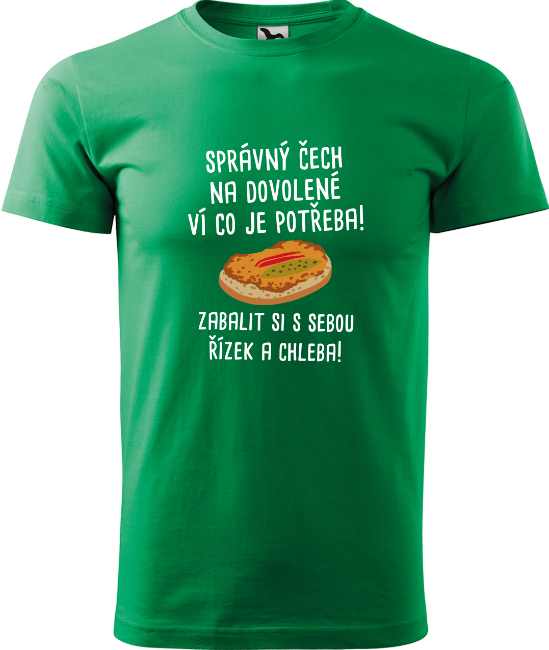 Pánské cestovatelské tričko - Správný Čech na dovolené, ví co je potřeba! Velikost: XL, Barva: Středně zelená (16), Střih: pánský