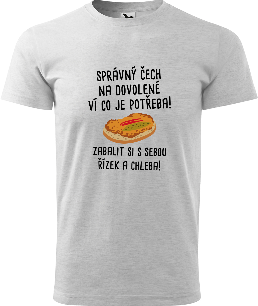 Pánské cestovatelské tričko - Správný Čech na dovolené, ví co je potřeba! Velikost: XL, Barva: Světle šedý melír (03), Střih: pánský