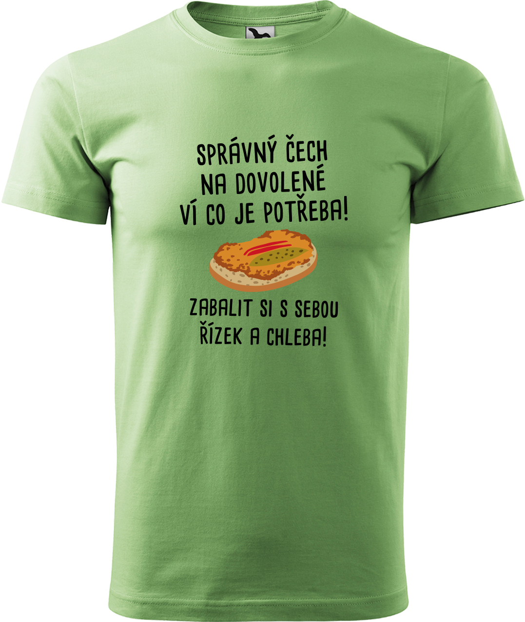 Pánské cestovatelské tričko - Správný Čech na dovolené, ví co je potřeba! Velikost: XL, Barva: Trávově zelená (39), Střih: pánský