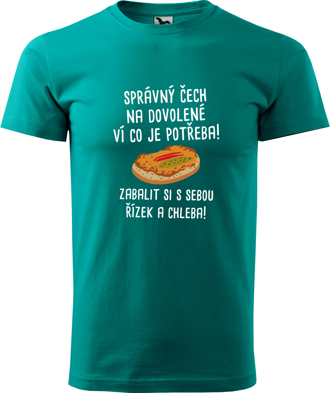 Pánské cestovatelské tričko - Správný Čech na dovolené, ví co je potřeba! Velikost: L, Barva: Emerald (19), Střih: pánský