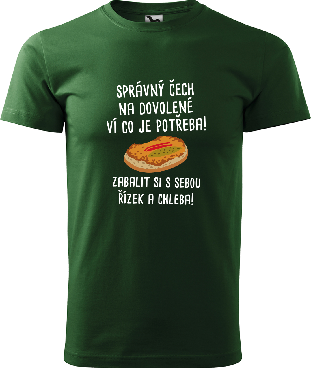 Pánské cestovatelské tričko - Správný Čech na dovolené, ví co je potřeba! Velikost: 2XL, Barva: Lahvově zelená (06), Střih: pánský
