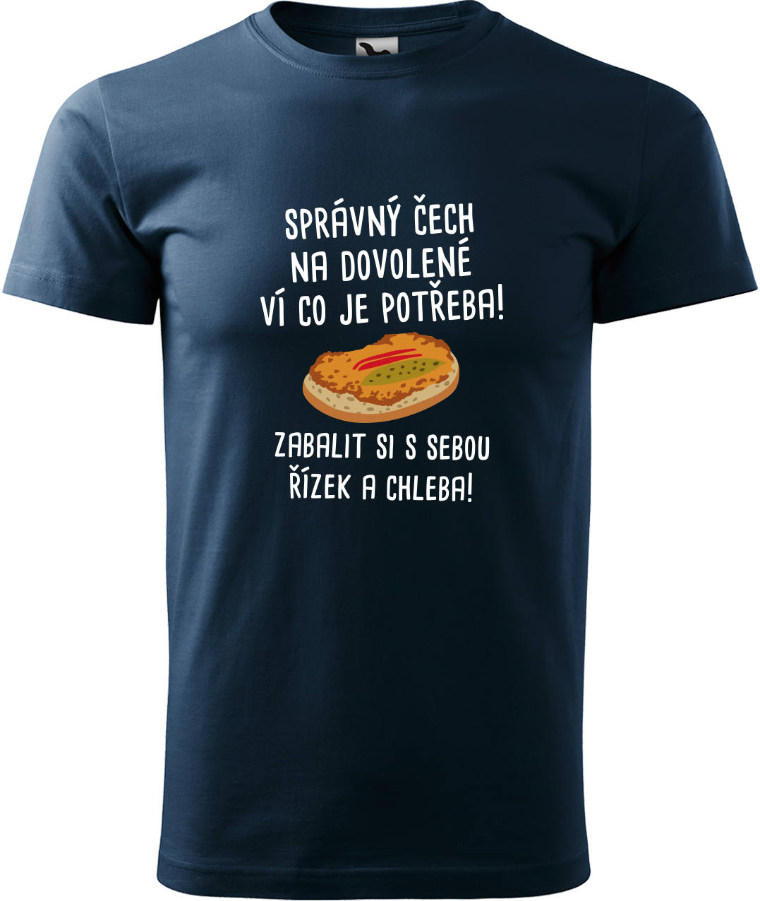 Pánské cestovatelské tričko - Správný Čech na dovolené, ví co je potřeba! Velikost: XL, Barva: Námořní modrá (02), Střih: pánský