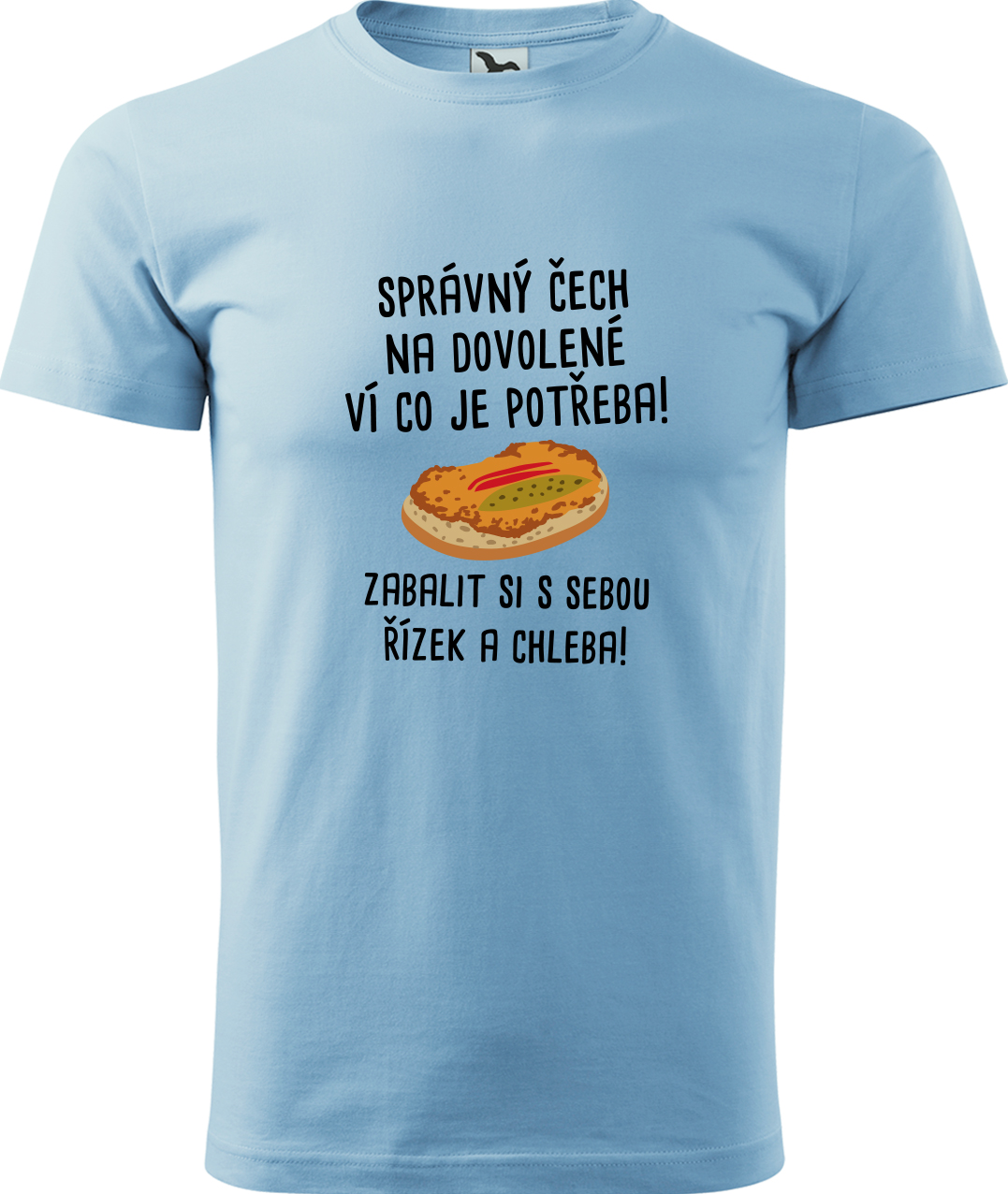Pánské cestovatelské tričko - Správný Čech na dovolené, ví co je potřeba! Velikost: S, Barva: Nebesky modrá (15), Střih: pánský