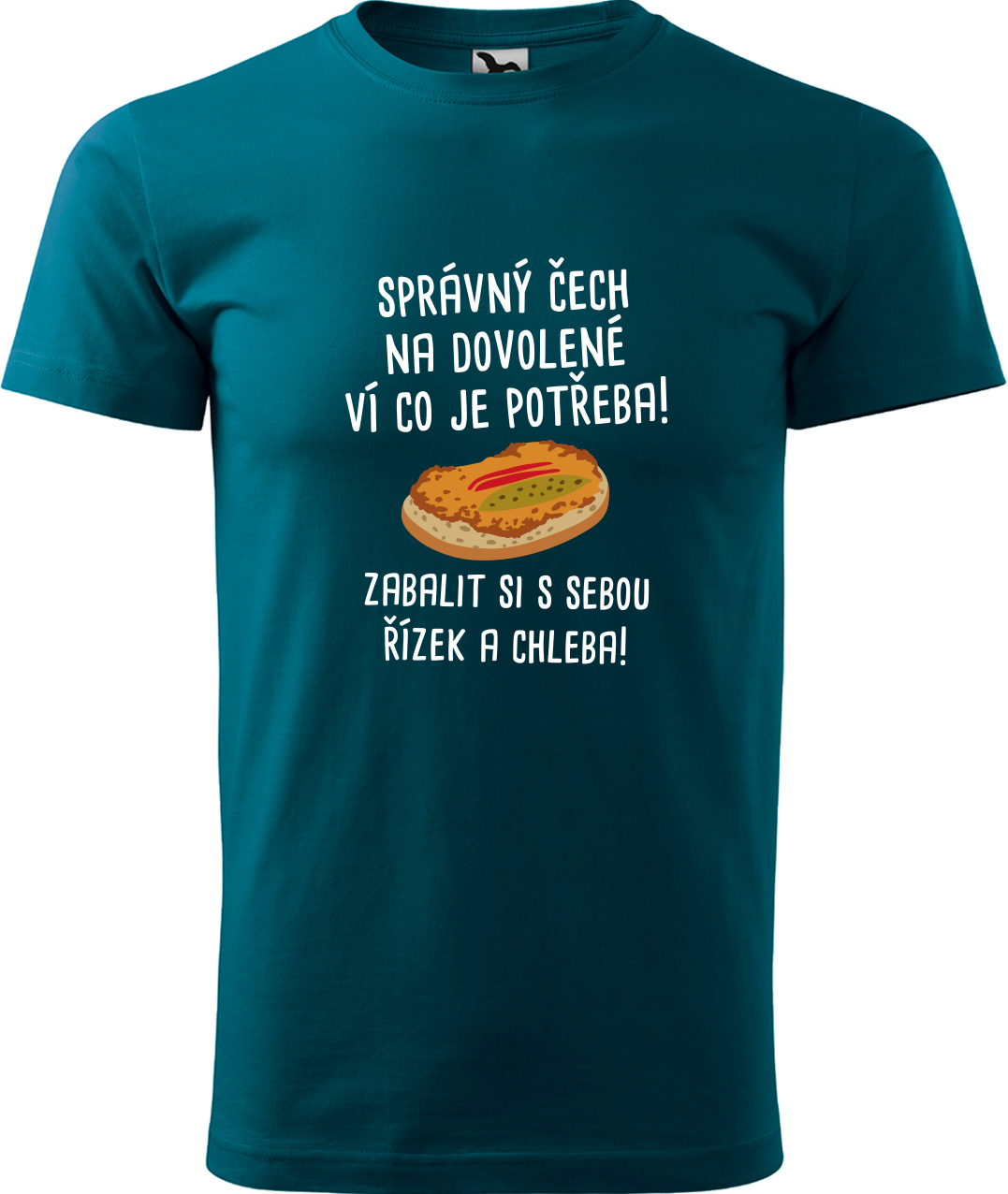 Pánské cestovatelské tričko - Správný Čech na dovolené, ví co je potřeba! Velikost: S, Barva: Petrolejová (93), Střih: pánský