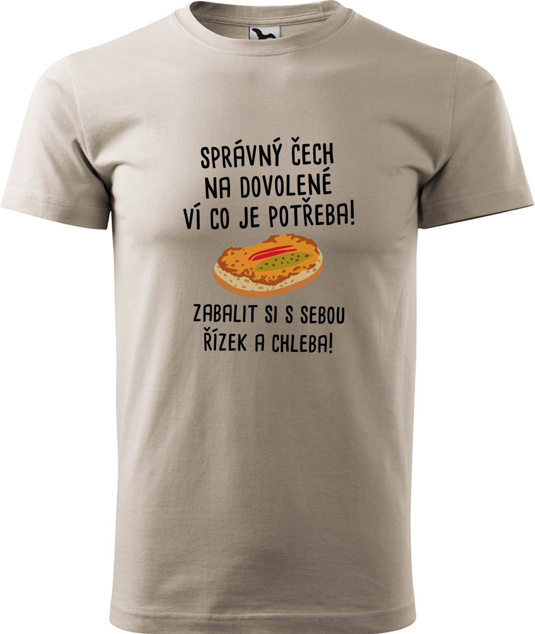 Pánské cestovatelské tričko - Správný Čech na dovolené, ví co je potřeba! Velikost: XL, Barva: Béžová (51), Střih: pánský