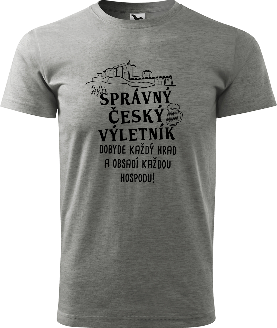 Pánské cestovatelské tričko - Správný český výletník Velikost: 2XL, Barva: Tmavě šedý melír (12), Střih: pánský