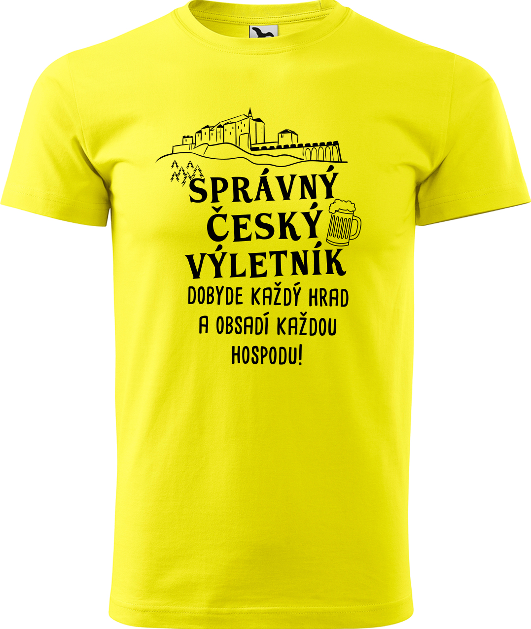 Pánské cestovatelské tričko - Správný český výletník Velikost: L, Barva: Žlutá (04), Střih: pánský