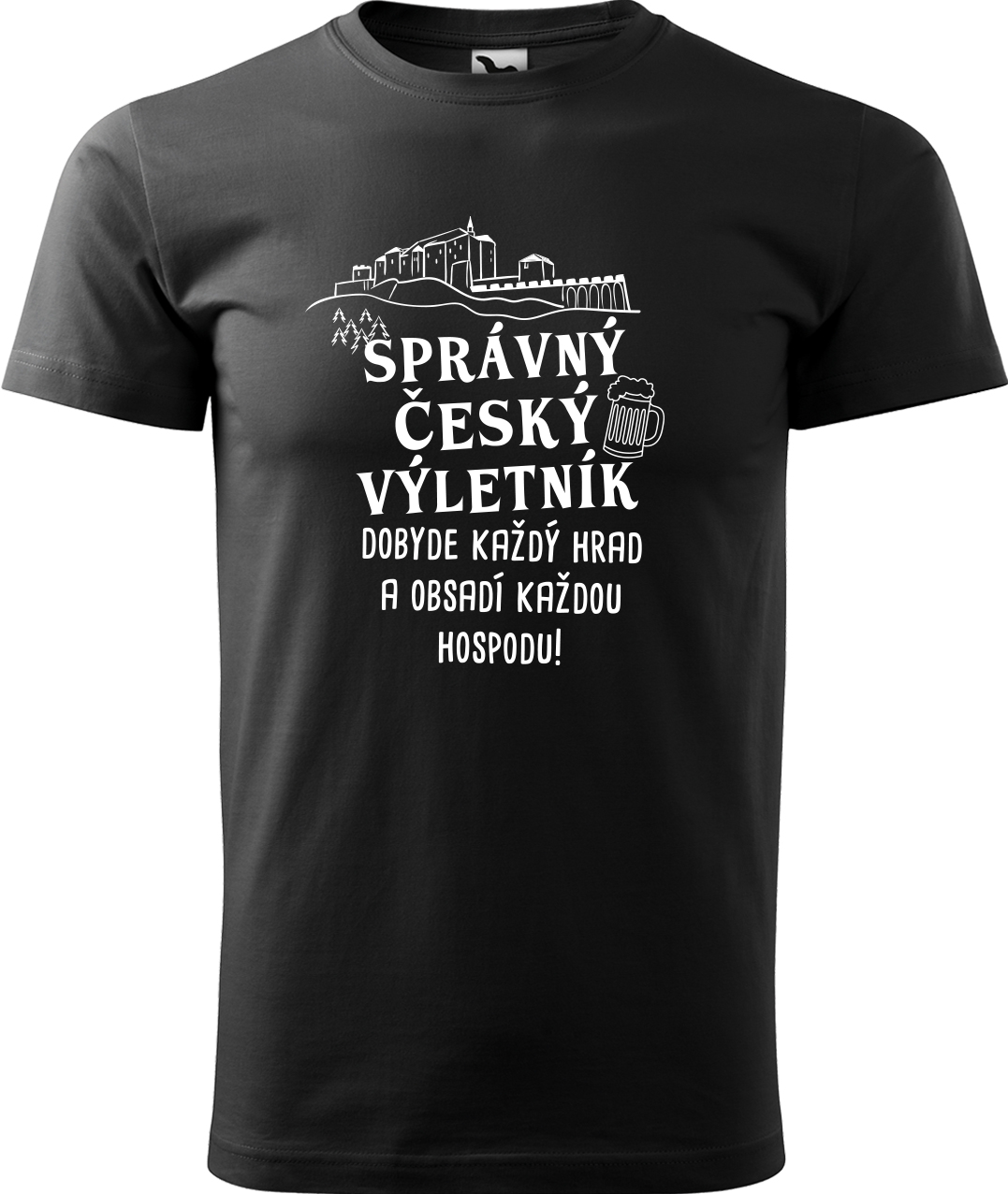 Pánské cestovatelské tričko - Správný český výletník Velikost: XL, Barva: Černá (01), Střih: pánský