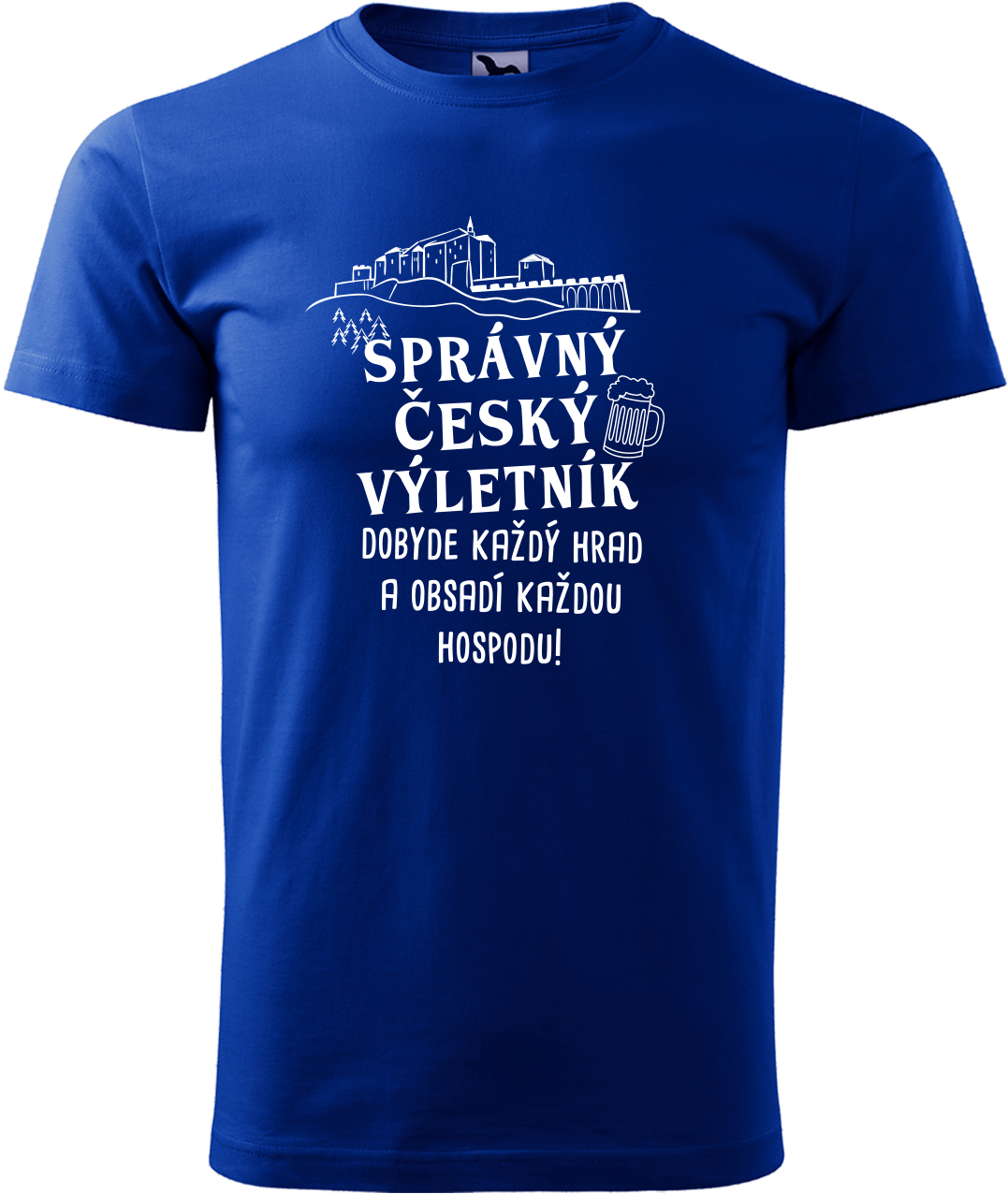 Pánské cestovatelské tričko - Správný český výletník Velikost: L, Barva: Královská modrá (05), Střih: pánský